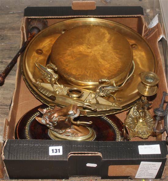 Horse head gong & collection of brass